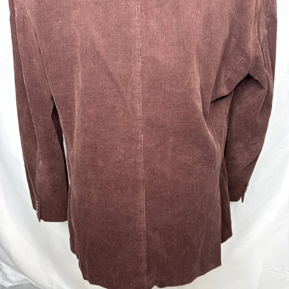 Saks Fifth Avenue Corduroy Blazer Sport Coat Jacket Maroon Mens L Burgundy